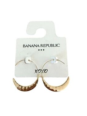 Banana Republic Hammered Gold Crescent Hoop Earrings